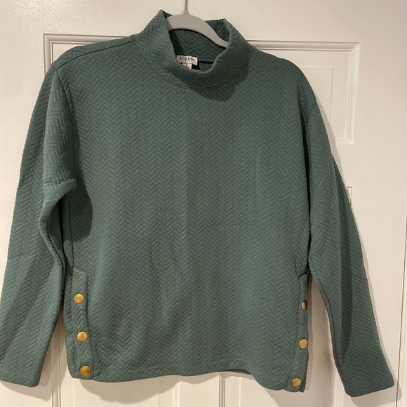 J. Crew Herringbone Quilted Mockneck Sweatshirt – Sage Green – Size Small - Picture 2 of 9